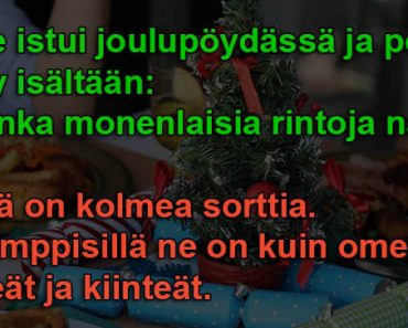 Perhe istui joulupöydässä