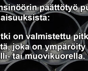 LVI-insinöörin päättötyö putken ominaisuuksista