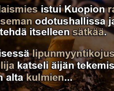 Savolaismies istui Kuopion rautatieaseman odotushallissa