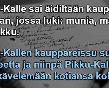 Pikku-Kalle sai äidiltään kauppalistan