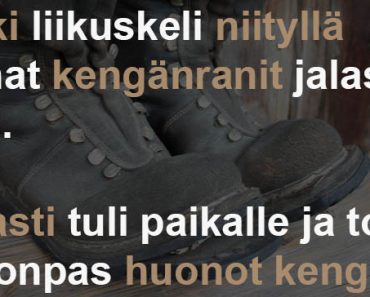 Renki liikuskeli niityllä vanhat kengänranit jalassaan