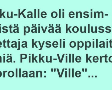 Pikku-Kalle oli ensimmäistä päivää koulussa