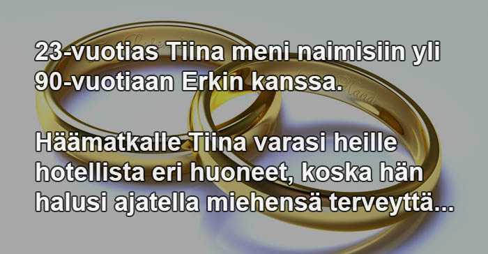23-vuotias Tiina meni naimisiin yli 90-vuotiaan Erkin kanssa