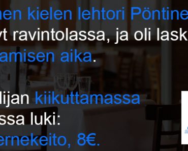 Suomen kielen lehtori ravintolassa