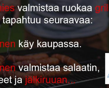 Kun mies grillaa