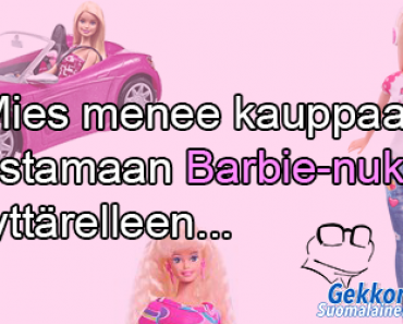 Mies meni kauppaan ostamaan Barbie-nukkea