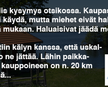 VAUVA.fi: Voiko kaksi miestä 43v. ja 46v. olla pari tuntia keskenään mökillä?