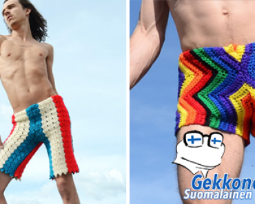 Tässä on miesten tämän kesän kuuma trendi: Värikkäät virkatut shortsit!
